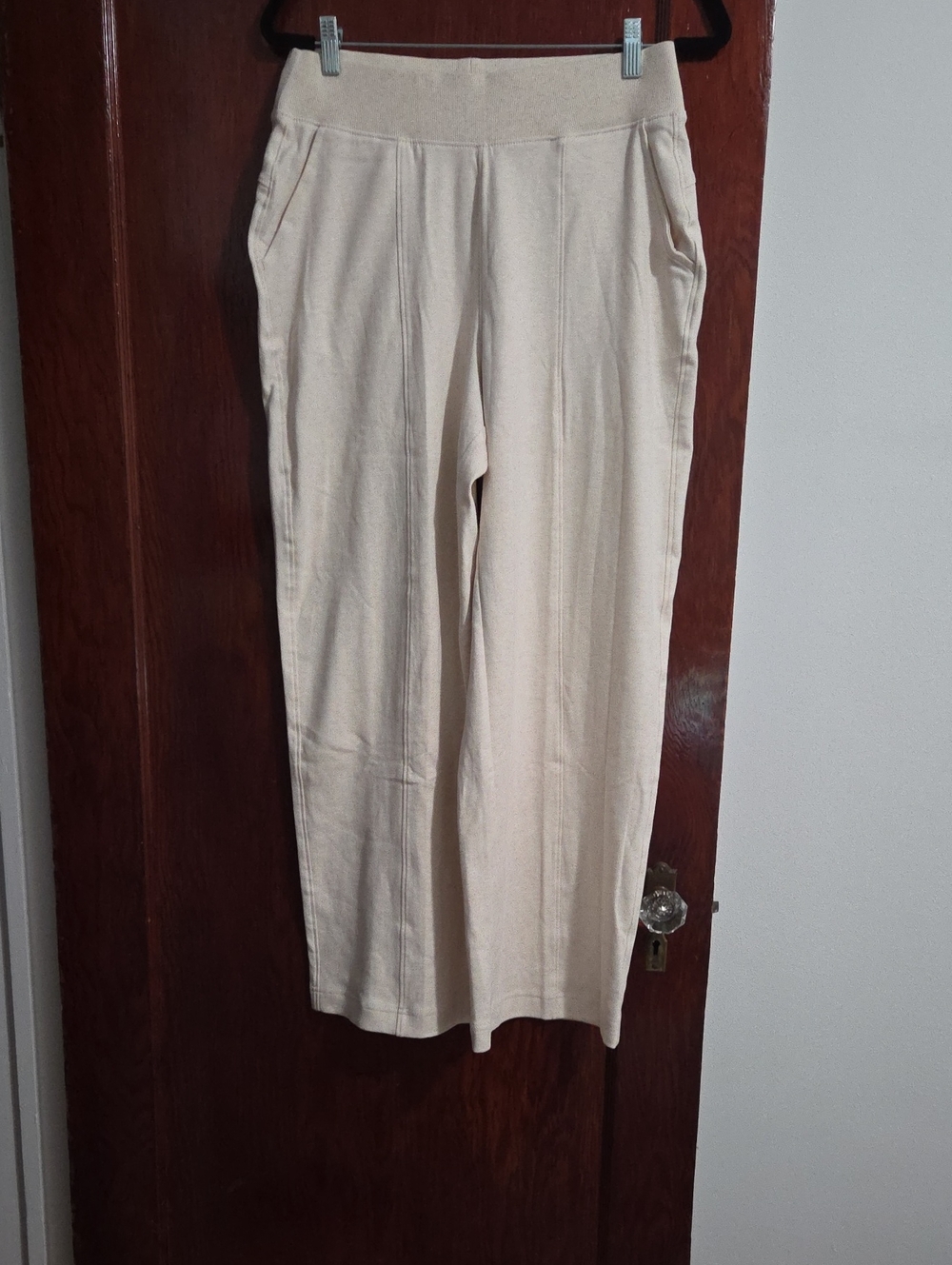 Pact Cream Wide-Leg Knit Airplane Pant